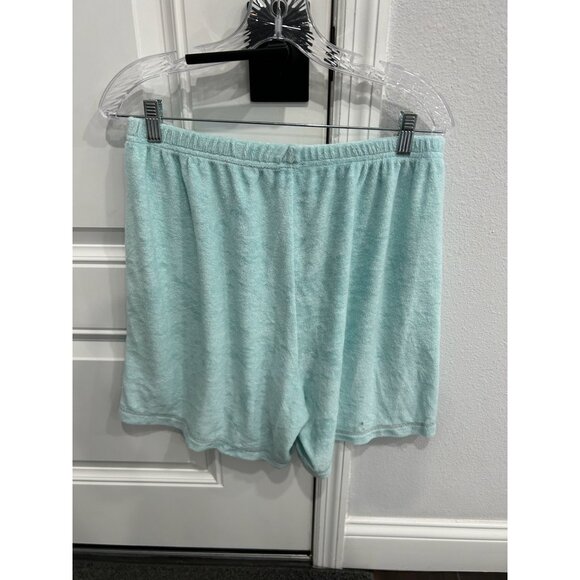 Silver Wear Light Blue Terrycloth Lounge Set Henley Top Elastic Waist Shorts - Picture 6 of 12